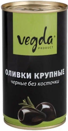Оливки черные крупные б/к 370мл ж/б Вега Продукт