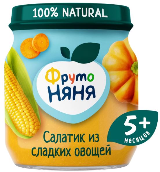 Пюре ФрутоНяня кукуруза/тыква/морковь 110гр ст/б 