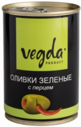 Оливки зеленые с перцем 300мл ж/б Вега Продукт