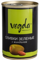 Оливки зеленые с миндалем 300мл ж/б Вега Продукт